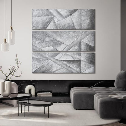 Empire Art Direct Abstract Wall Art Textured Hand Painted Canvas by Martin Edwards, Triptych, 60" x 20" each, Diamonds