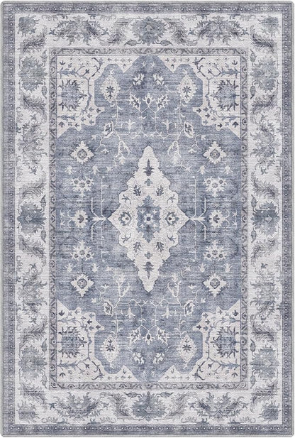 LUMI 8x12 Washable Area Rug for Living Room, Ultra Soft Stain Resistant Carpet with Non Slip Rubber Backing, Non-Shedding Low Pile Rugs for Bedroom, Dining Room, Indoor, Office