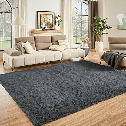 Floralux Bedroom Rugs 6x9, Dark Grey Shag Area Rug, Ultra Soft Fluffy Furry Carpet for Bedroom, Non-Slip Indoor Floor Carpets for Kids Boys Girls Dorm, Nursery, Home Decor Aesthetic