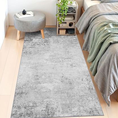 RUUGME Washable Runner Rug 3x6: Modern Abstract Non-Slip Low Pile Hallway Runners for Entryway Kitchen Laundry Bathroom Stain Resistant Easy to Clean for Pet Families 3x6 Grey