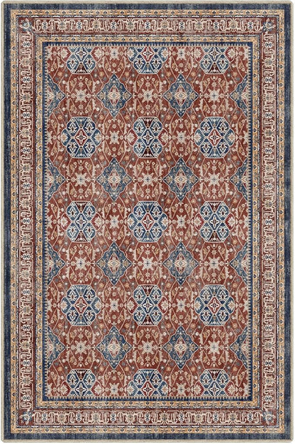 LUMI 5x8 Washable Area Rug for Living Room, Ultra Soft Stain Resistant Carpet with Non Slip Rubber Backing, Non-Shedding Low Pile Rugs for Bedroom, Dining Room, Indoor, Office