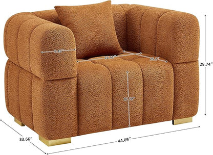 VANOMi 44.09”Oversized Accent Chair, Boucle Armchair with Deep Seat, Comfy Reading Chair for Living Room, Bedroom, Office, Apartment, Curry (1 Piece)