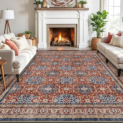 LUMI 5x8 Washable Area Rug for Living Room, Ultra Soft Stain Resistant Carpet with Non Slip Rubber Backing, Non-Shedding Low Pile Rugs for Bedroom, Dining Room, Indoor, Office