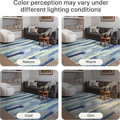 GENIMO 2X5 Washable Modern Runner Rug for Hallway, Non-Slip Low Pile Chenille Print Rug, Soft Rugs for Indoor Entryway Kitchen Corridor, Sage & Tide