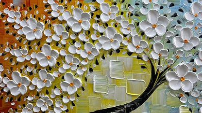 YaSheng Art - Handmade Wall Art 3D Texture Colorful Flowers Oil Painting ，Modern Abstract Canvas Wall Art，Bedroom Wall Decor Home,Wall Art for Living Room,Framed Wall Art Pictures 48 by 24 inch