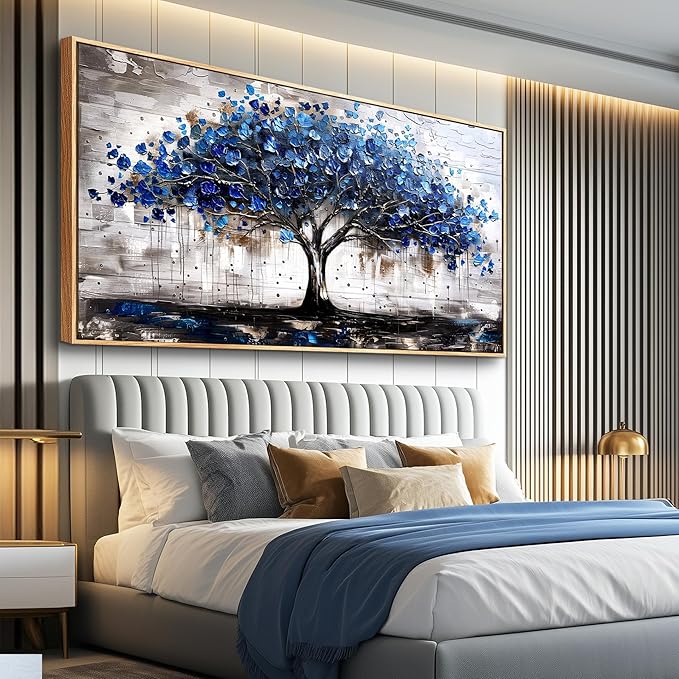 hyidecorart Canvas Wall Art For Office Abstract Wall Decoration For Living Room Bedroom Decor Tree Panoramic Landscape Painting Wood Framed Prints Textured Pictures Artwork Large Modern Hotel Decor