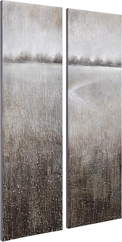 Empire Art Direct Abstract Wall Art Textured Hand Painted Canvas by Martin Edwards, Diptych, 60" x 20" each, Listlessness