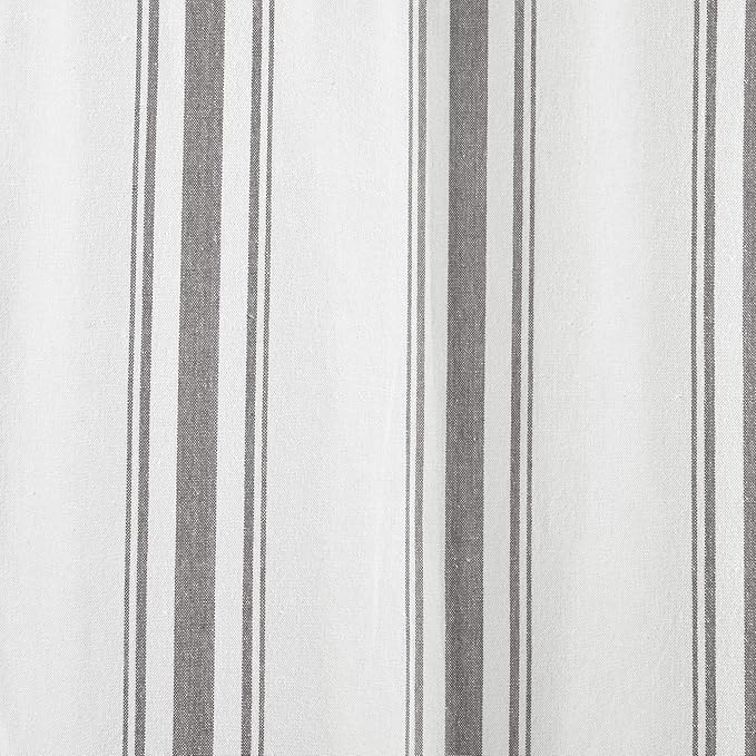 Lush Decor Farmhouse Stripe Yarn Dyed Eco-Friendly Recycled Cotton Window Curtain Panel Pair, 42" W x 63" L, Gray - Classic Modern Rustic Charm - Eco Friendly Cotton Fabric