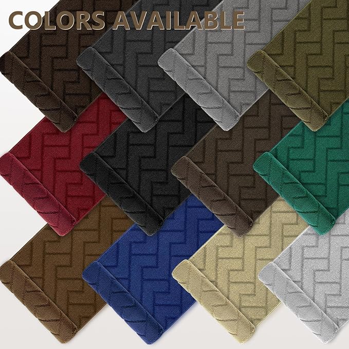 hicorfe Kitchen Runner Rugs and Mats Sets,2 Pieces Absorbent Non-Slip Kitchen Rug,Comfort Kitchen Mat for Floor,Washable for Kitchen,Hallway,Office,Sink,Laundry(20"x48"+20"x32",Dark Brown)