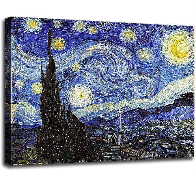 dgbtcart Starry Night, Vincent Van Gogh Canvas Wall art, Classic Paintings Reproduction Pictures Poster, Abstract Artwork Prints for Home Decor