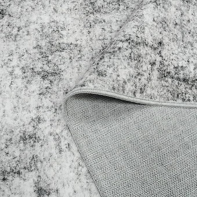 Living Room Area Rug 3x5 - Modern Abstract Washable Bedroom Rugs with Non Slip Rubber Backing Indoor Low Pile Carpet for Office Nursery Soft Ultra Thin Home Decor Floor Mat for Bathroom 3x5 Grey