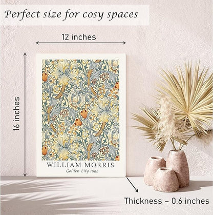 Induslyfe Framed Flower Wall Art Canvas Decor Set of 3, William Morris Framed Prints Posters Mid Century Modern Art, Aesthetic Floral Botanical Wall Art for Bedroom Living Room Bathroom 12x16