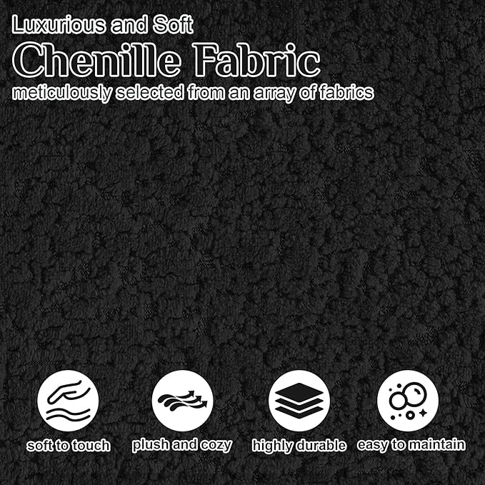 91" Boneless Couch,Cloud Couch,Chenille Curved Sofa with 3 Seater and 3 Pillows, Modern Compression Sofa for Living Room, Bedroom and Apartment, No Assembly Required, Black