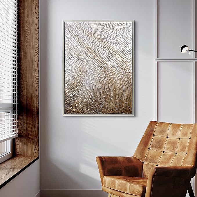 Empire Art Direct Gold Waves II Textured Metallic Hand Painted Framed Canvas Wall Art, Ready to Hang, Living Room, Bedroom & Office, 30"x40"x1.5"