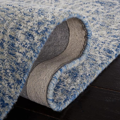SAFAVIEH Metro Collection Area Rug - 4' Round, Blue & Ivory, Handmade Wool, Ideal for Living Room, Bedroom, Dining Space (MET998M)