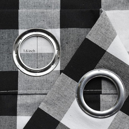 3 Pc Cotton Classic Country Farmhouse Kitchen Window Curtain Grommet Top -Black & White Buffalo Check Tier & Valance Set, 54" x 18" / 32" x 36"