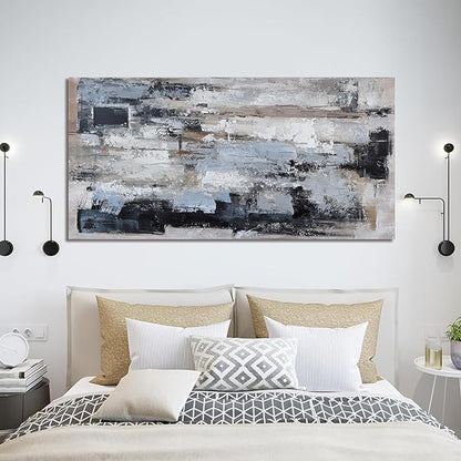 KUPTEU Canvas Wall Art Decor Modern Large Wall Art For Living Room Abstract Art Blue Black Wall Art Prints Artwork for Walls Abstract Canvas Art Wall Decor Bedroom Office Decor 24"x48"