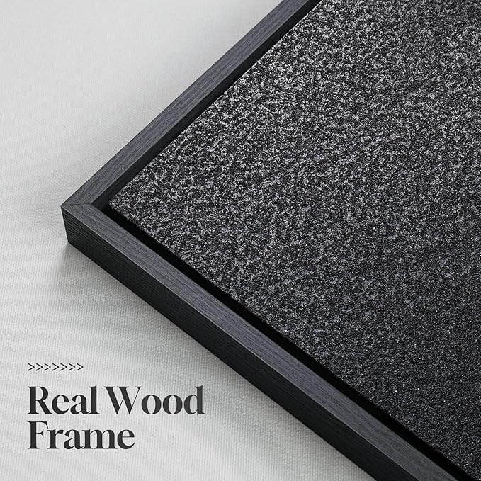 3D Wood Textured Framed Black and White Wall Art Set, Modern Neutral Abstract Geometric Paintings Artwork for Walls, Minimalist Black Wooden Pictures Wall Decor for Living Room Hallway Dining Bedroom