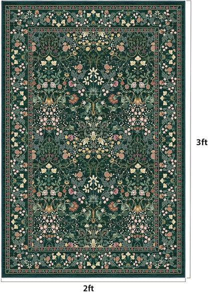 AMADA HOMEFURNISHING Entryway Rugs 2x3 Small Rug, Floral Washable Area Rug Door Mat with Non-Slip Backing, Soft Low Pile and Durable Edge Binding Throw Rug, for Entryway, Kitchen, Bathroom