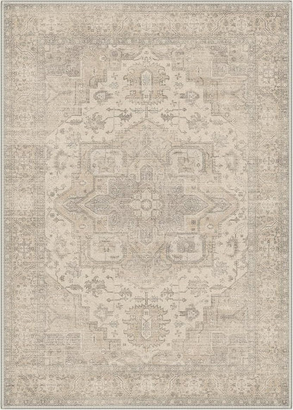 GENIMO 8x10 Area Rugs for Living Room, Machine Washable Non Slip Rugs, Low Pile Lightweight Print Rug for Bedroom, Dining Room, Home Office, Vintage Boho Brown
