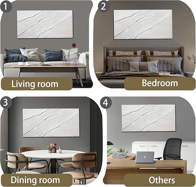 Tarfupth Large Abstract Canvas Wall Art for Living Room White Minimalist Textured Painting Hand Painted Modern Neutral Artwork for Bedroom Office Decor 20"x40"