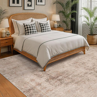 Hazo Haus Farmhouse Area Rugs 9x12 for Living Room - Abstract Medallion Rug for Bedroom, Dining Room Under Table, Washable Non Slip, Fade & Stain Resistance