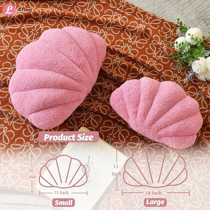 Lfsaaj Seashell Throw Pillows, Shell Shaped Throw Pillows, Soft Home Decorative Pillow Plush Cushion for Bed Couch Living Sofa Room Decor Accent Throw Pillow (13x10 Inch, Dusty Pink)