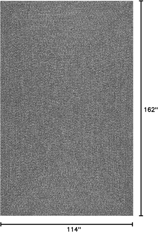 nuLOOM 10' x 14' Solid Hand Braided Indoor/Outdoor Area Rug, Pet-Friendly, High Traffic, Weather Resistant, for Patio, Balcony, Bedroom, Living, Dining Room, Wynn Charcoal