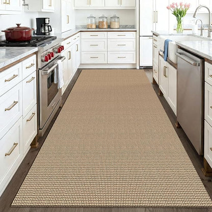 KOZYFLY Washable Area Rug 4x6 ft Non Slip Rubber Backed Living Room Rugs Braided Woven Cotton Kitchen Rugs Indoor Entryway Rug Floor Carpet for Dining Living Room Bedroom, Orange Beige/Tan/Brown