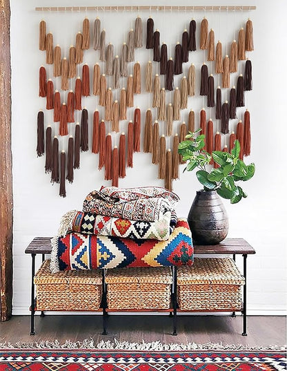 IOWER Macrame Wall Hanging Yarn Boho Wall Decor Wave Tassel Home Wall Aesthetic Living Rooms Bedrooms Offices Geometric Art Chic Home Decor 47" W x 39" L