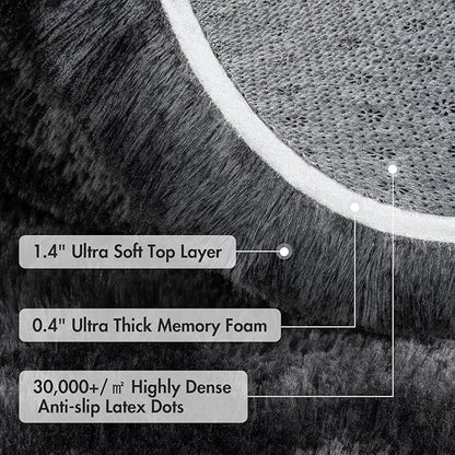 4x6 Ft Shag Rugs for Bedroom Living Room, Tie-Dyed Ultra Soft Fluffy Furry Area Rugs for Indoor Floor, Aesthetic Carpet for Kids Home Decor (Dark Grey)