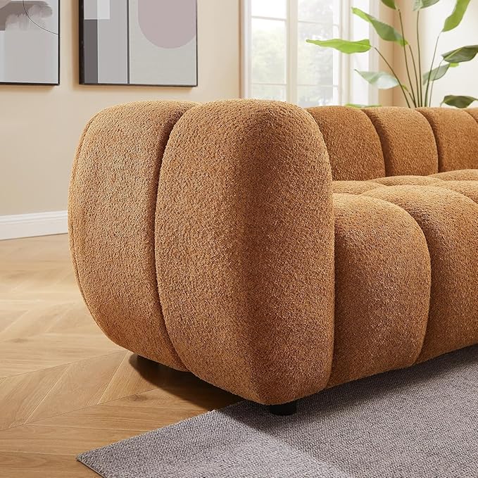 VANOMi 88" Oversized Boucle Sofa, Modern Upholstered Tufted Cloud Couch, Deep Seat Boucle Sofa,Cozy Modern 3 Seater Couch for Living Room, Bedroom, Apartment
