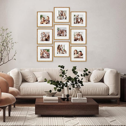 Sheffield Home 9 Piece Gallery Wall Frame Set, 12x12 Inch, Antique Bronze