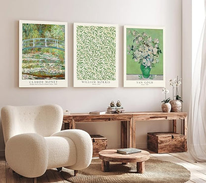 Induslyfe Large Framed Grass Wall Art Canvas Decor Set of 3, Matisse Framed Prints Posters Mid Century Modern Art, Aesthetic Floral Botanical Wall Art for Bedroom, Living Room, Bathroom 18x24