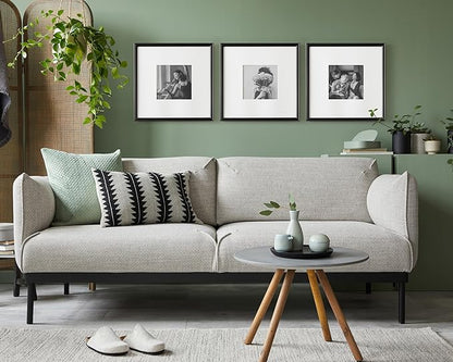 Kate and Laurel Adlynn Square Picture Frame Set of 3; 16 x 16 matted to 8 x 8; Black; Modern Three-Piece Frame Set for Gallery Wall Frame Set in Living Room Wall Decor