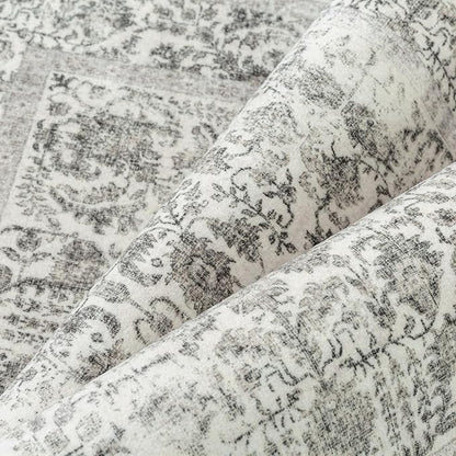 PureCozy Black Runner Rug 2'6"x12' Washable Carpet for Hallway Kitchen Vintage Distressed Non Slip Indoor Retro Floral Bedroom Accent Throw Long Rug Bathroom Office Laundry Dining Living Room