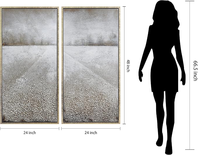 Empire Art Direct Abstract Wall Art Textured Hand Painted Canvas by Martin Edwards, Diptych, 48" x 24" each, Pebble Road