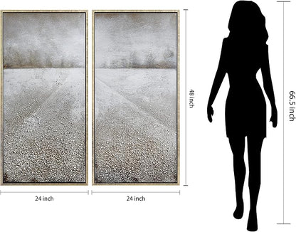 Empire Art Direct Abstract Wall Art Textured Hand Painted Canvas by Martin Edwards, Diptych, 48" x 24" each, Pebble Road