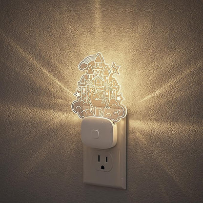 JandCase Castle Kids Night Light, 10 Color Changing, Dusk to Dawn Sensor, Acrylic RGB Nightlight for Kids Girls Bedroom, Gifts for Girls
