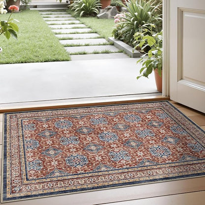 LUMI 1'5" x 2'6" Indoor Door Mat, Washable Low Pile Entry Rug with Non-Slip Rubber Backing, Durable Welcome Mat for Entryway, Hallway, Patio, or Porch