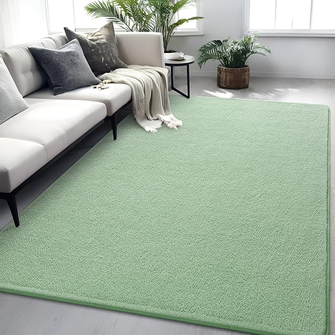 Rugs for Living Room Bedroom, 6x9 ft Sage Green Area Rug, Washable Memory Foam Indoor Carpet, Modern Aesthetic Minimalist Non-Slip Carpets for Boys Girls Adults Home Decor