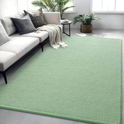 Rugs for Bedroom Living Room, 5x7 ft Sage Green Area Rug, Washable Memory Foam Indoor Carpet, Modern Aesthetic Minimalist Non-Slip Carpets for Boys Girls Adults Home Decor