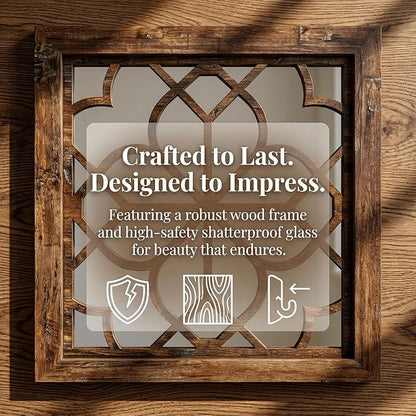 Set of 4 14 Inch Square Redbrown Window Pane Wall Mirrors, Shatterproof Rustic Farmhouse Boho Vintage Decorative Mirrors for Living Room Bedroom Bathroom Entryway