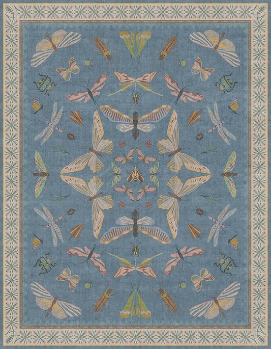 Washable 7x9 Area Rug for Living Room, Dusty Blue Modern Boho Carpet for Bedroom Under Bed, Dining Room Under Kitchen Table, Kids Room & Playroom, Ultra Soft Stain Resistant Colorful Decor Rug