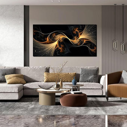 Ouzzlie Abstract Wall Art for Bedroom Black Canvas Wall Decor for Living Room Modern Picture Artwork Big Print Home Office 24" x 48"