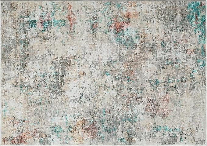 ROYHOME Modern Abstract Area Rug 3x5 Non Slip Non Shedding Rug Low Pile Stain Resistant for Bedroom Living Room,Colorful