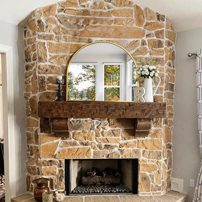 CIRCUMI Arched Wall Mirror, 36"x30" Gold Arched Mirror with Tempered Glass, Metal Frame, Large Size for Entryway Table, Mantel,Living Room,Over Sink,Arch Mirror for Decor,Shatterproof&Crystal-Clear