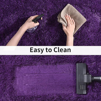 Soft Runner Rugs for Bedroom Hallways, 2x3 Purple Fluffy Shag Throw Area Rug Non Slip for Bedside Dorm, Long Shaggy Furry Carpet for Nursery Living Room