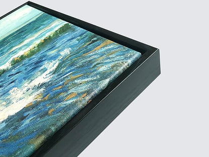 Wieco Art Black Framed Art Seascape at Saintes Maries by Vincent Van Gogh Oil Paintings Reproduction Modern Canvas Prints Sea Pictures on Canvas Wall Art for Living Room Home Deco