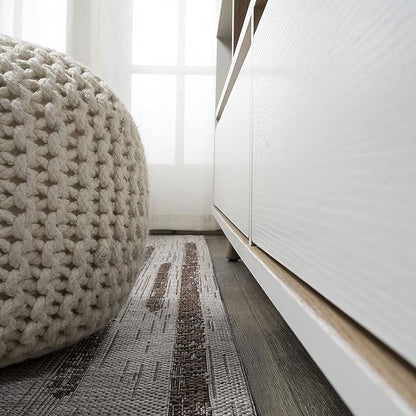 JONATHAN Y Stripe Geometric Indoor Outdoor Runner Rug 2X10 Beige/Brown, Zolak Berber for Backyard, Patio, Porch, Easy-Cleaning, High Traffic, Pet-Friendly, Non-Shedding (SMB124A-210)
